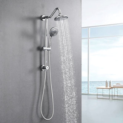 Pomme de douche à pluie de 6 po et poche - Compatible avec faible consommation d'eau - Support mural double avec fonction pratique