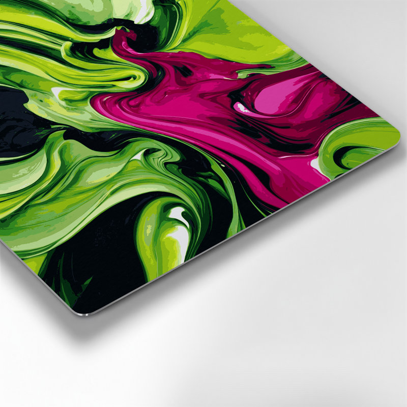 Aquarelle abstraite 88, art mural en métal vert, H 16 po x l 16 po
