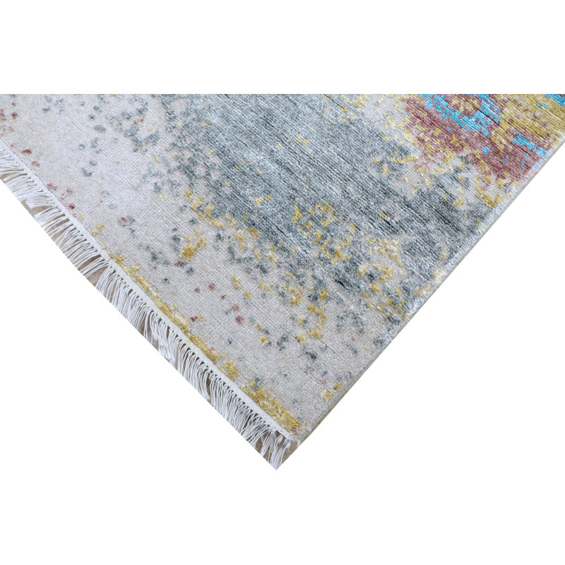 One-of-a-Kind 2'5" x 9'11" Area Rug in Blue/Gold/Gray