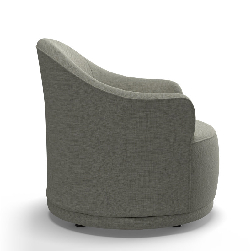 Fauteuil demi-tonneau Rumi,  Tissage texturé beige clair