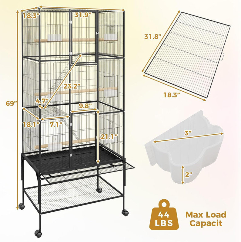 175cm Metal Flight Cage