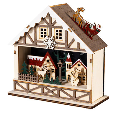 LED Holiday Scene Wood Table Décor, 7in. H