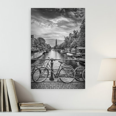 Amsterdam Canal Bicycle Bridge Abstract Contemporary Architecture City Wall Art Print
