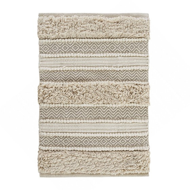 Woven Texture Stripe Bath Rug Natural 22X58", Runner 1'10" x 4'10"