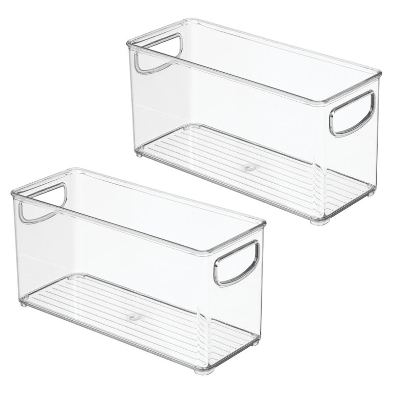 iDesign Plastic Stackable Pantry Bin with Handles - Set of 2 - Clear, 1.69 qts.