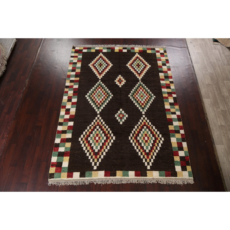 Tapis géométrique en laine marocain noué à la main 8 x 10