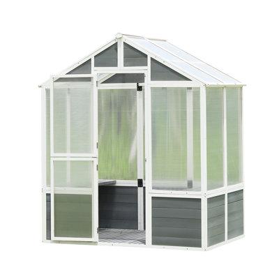 Greenhouse, Wooden Greenhouse Polycarbonate Garden Shed for Plants