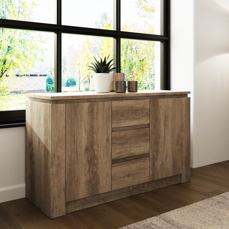 Allred 119 Cm Wide 3 Drawer Sideboard, Oak