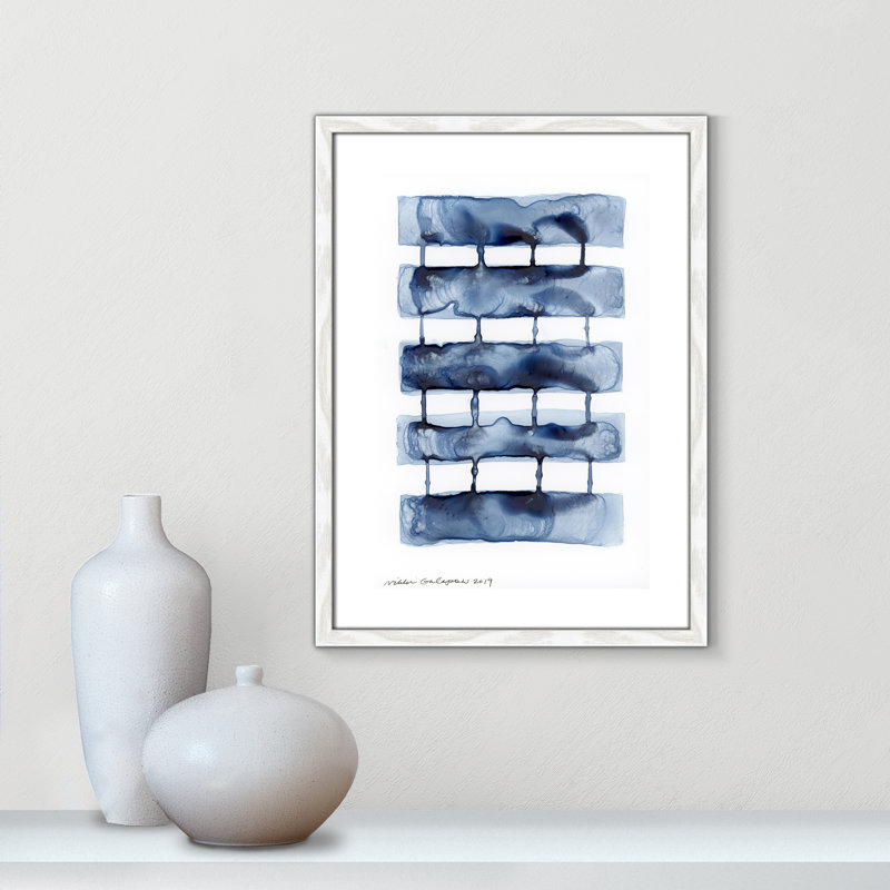 Gareth Stitched Together I by Nikki Galapon - Solid Wood Rectangle Print Single Piece Item on Canvas, White Wood Framed Paper