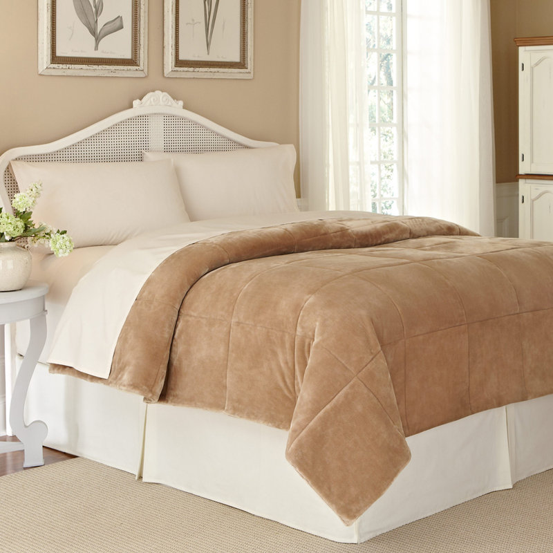 Vellux PlushLux Filled Blanket, Full/Queen, Sand