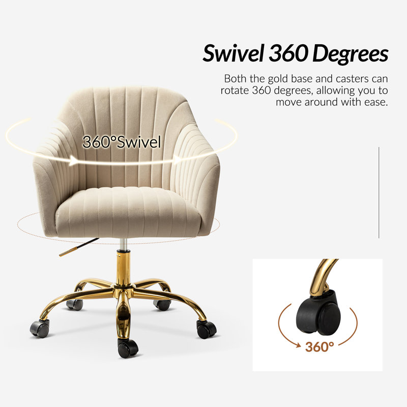 Etta Avenue™ Adan Modern Velvet Task Chair with Wood Frame and