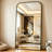 Full Body Mirror, Curved Floor Standing Large Mirror With Bracket - Equipped With Aluminum Frame Suitable For Bedrooms And Living Rooms,-223018431