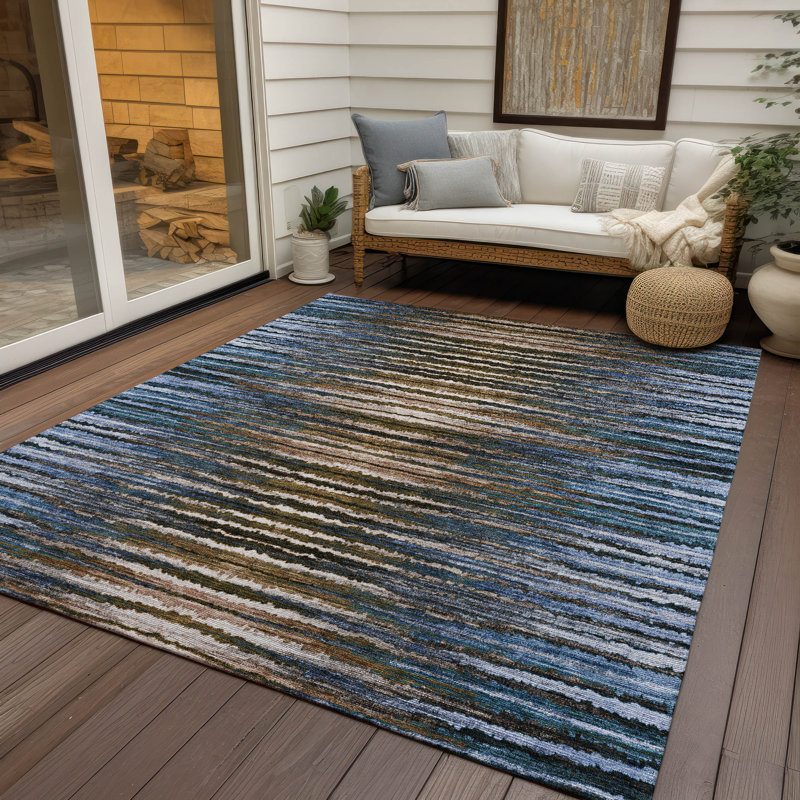 Altair Washable Striped Indoor / Outdoor Rug, Rectangle 9' x 12'