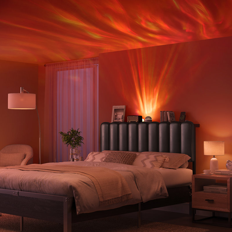 Tête de lit tapissier très grande en cuir de polyuréthane avec lumières DEL et rangement Aurora, Très grand, Noir