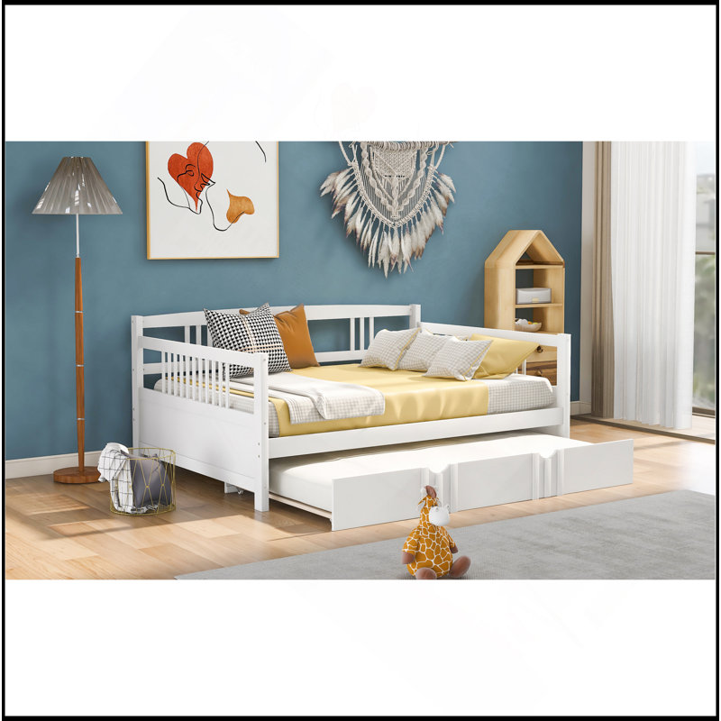 Lit de jour avec couchette Safak, Lit double, Blanc