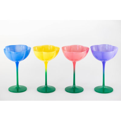 Ombre Flower Coupes, Assorted Colors, Set of 4