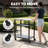 Feasto 33'' H x 34'' W Rolling Utility Cart with Wheels, Adjustable Middle Shelf Outdoor Grill Cart with Stainless Steel Tabletop
