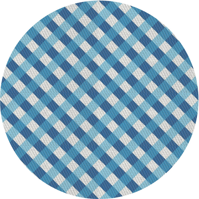 Tapis de zone bleue à motifs, Rond 5 pi
