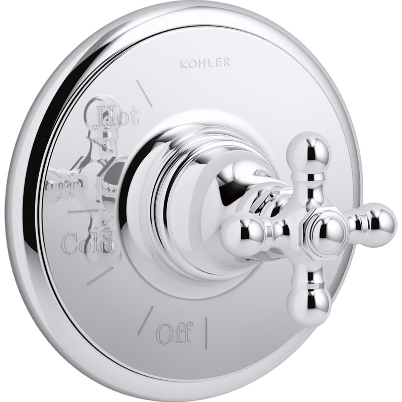 Artifacts® Rite-Temp® Valve Trim with Cross Handle, Polished Chrome