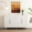 Buffet blanc cannelé moderne avec tablettes réglables, grand buffet de rangement et console-920844570-920844575