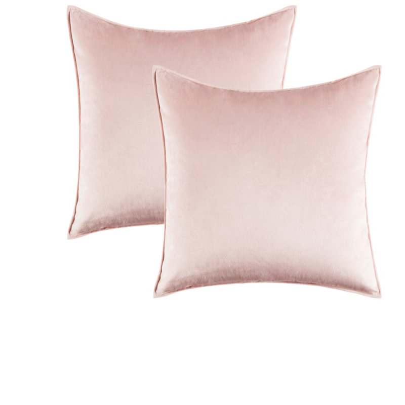  Housse de coussin carré en velours, Rose, H 22 po x l 22 po, Polyester