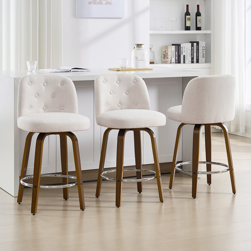 Tabouret de bar et de comptoir pivotant rembourré, Blanc, 3, Tabouret de comptoir (siège d'une hauteur de 26 p