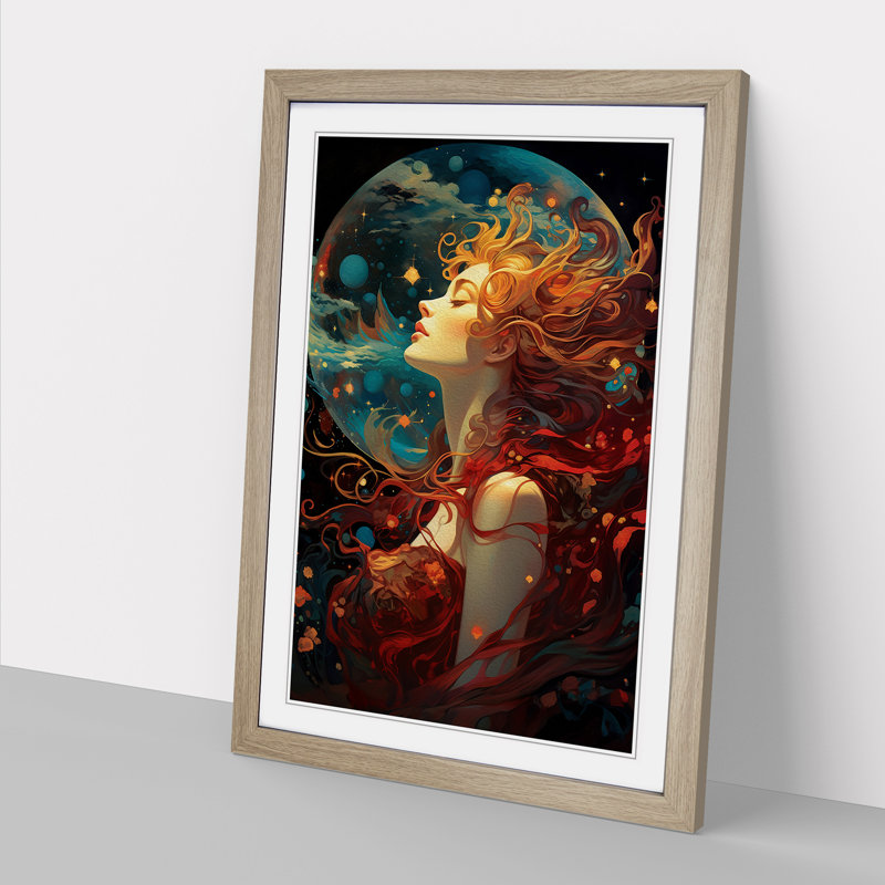 Universe Art Nouveau Art - Framed Print, 64cm H x 46cm W, Oak Framed