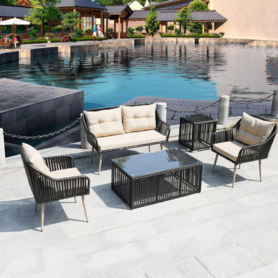Lucino 4 - Person Patio Conversation Set with Cushions