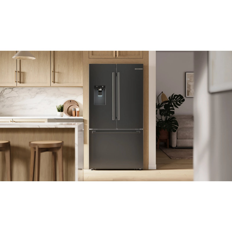 Free-Standing Fridge-Freezer, Black Stainless Steel