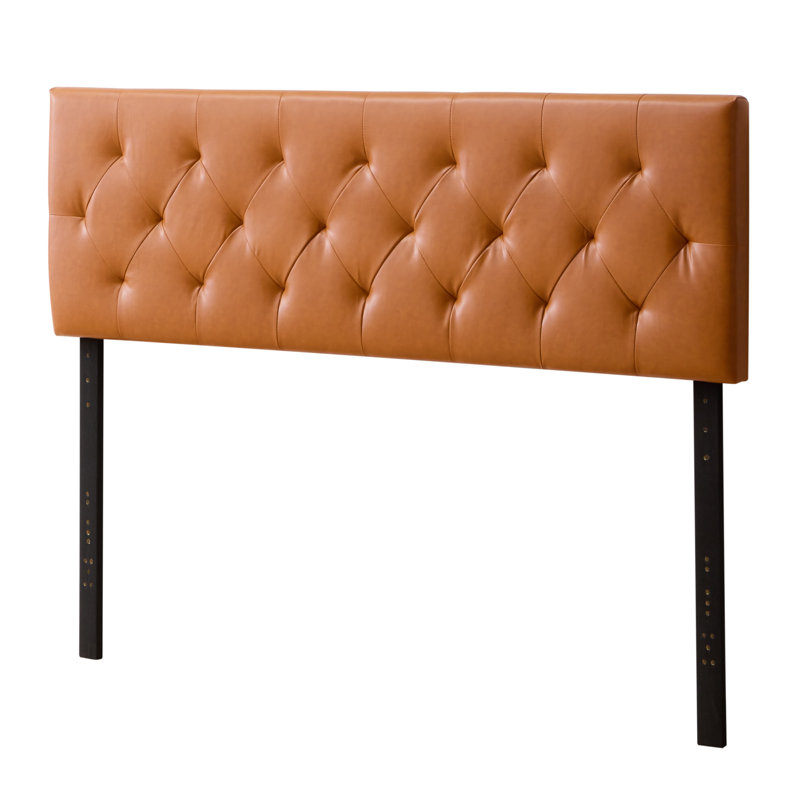 Mattson Adjustable Faux Leather Headboard, Rust Faux Leather, Twin