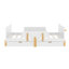 Lit plateforme double avec tiroirs de rangement, structure de lit en bois massif avec garde-corps, petite tablette et crochets, aucun sommier nécessaire, blanc-1108800231-1108800228