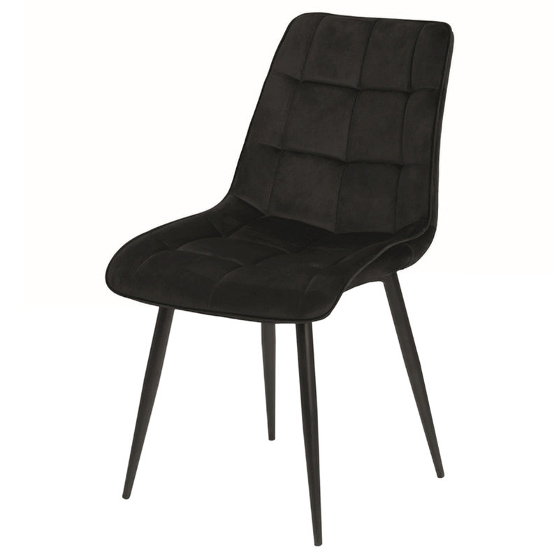 Alantae 121.9cm H Tufted Polyester Blend Upholstered Metal Side Chair, Black, Black