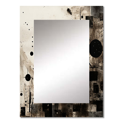 African Brown And Black Geometric Art - Abstract Shapes Decorative Wall Mirror, Modern Mirror, Printed Metal Art