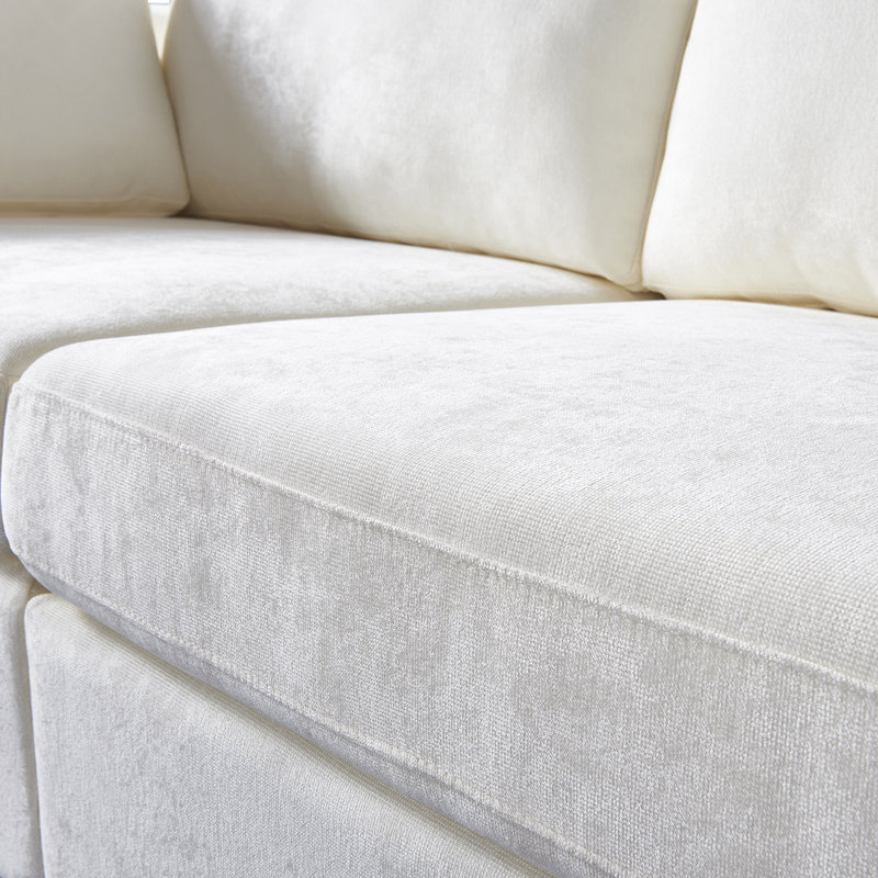 Upholstered 112.99'' Sofa, Cream/White