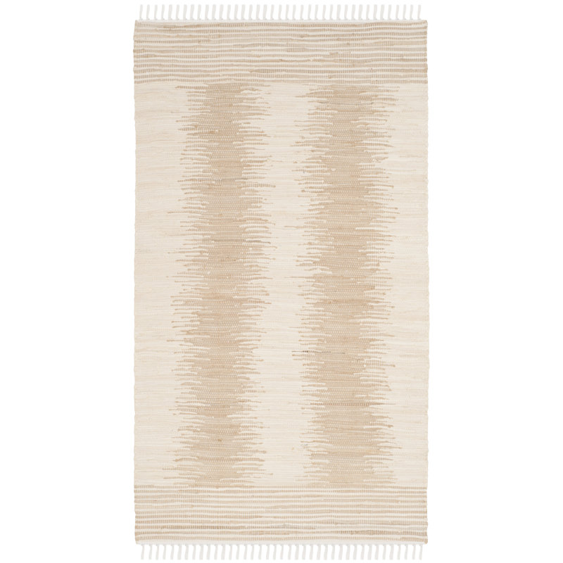 Annia Hand Woven Cotton Striped Rug, Square 6'