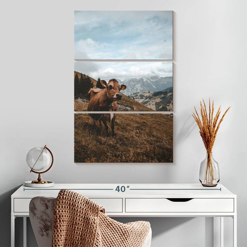 Brampt, vache simple sur une colline, H 32 po x l 20 po