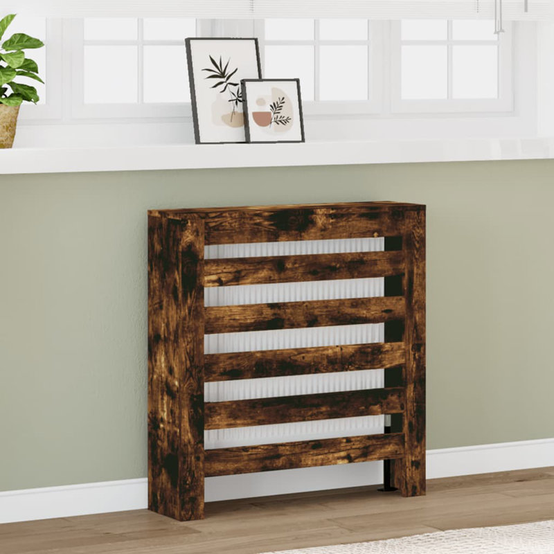 Small Radiator Cover, Smoked Oak, 78 x 20 x 82 cm, Horizontal Slats