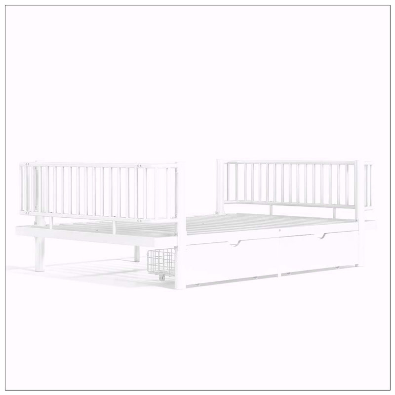 Lit plateforme avec tiroirs de rangement, Full, Light White