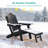 Folding Adirondack Chair with Retractable Ottoman and Cup Holder, Outdoor HDPE Lounge Chair-1949768057