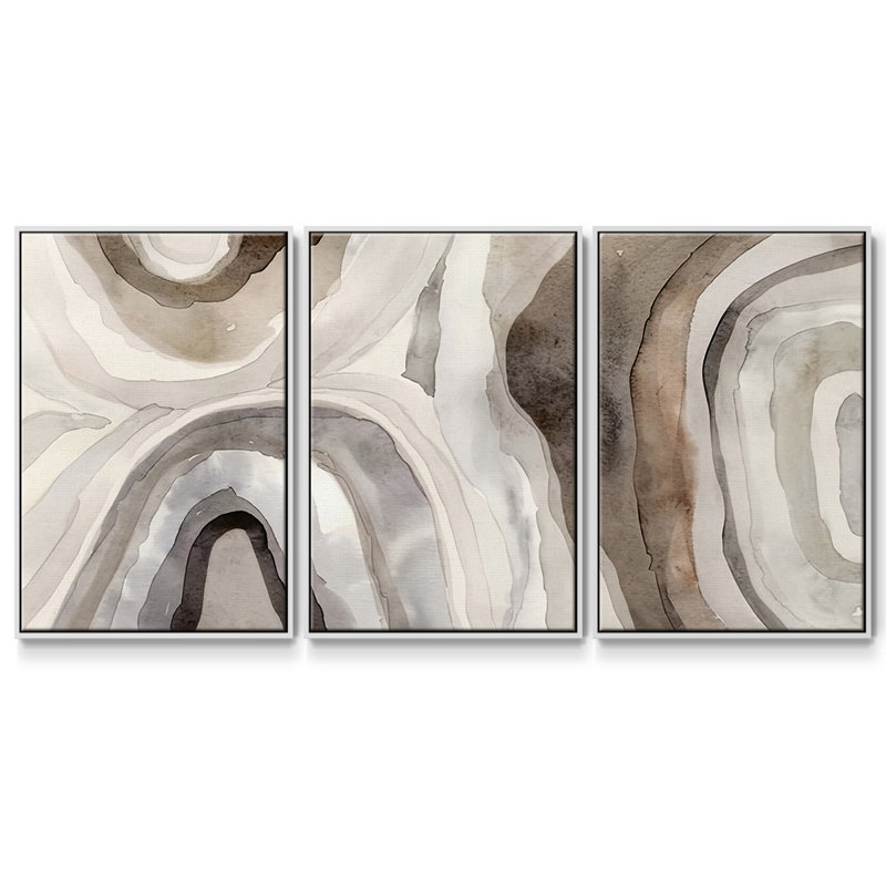 Stone Slices I - Toile encadrée multi-pièces, H 40 po x l 78 po, Cadre blanc