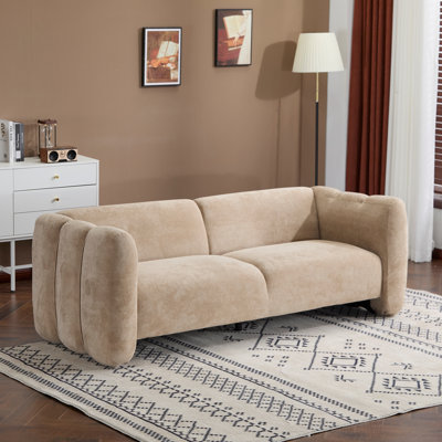 Élégant canapé 3 places au design ondulé, coussins moelleux et structure robuste pour le salon et la chambre à coucher
