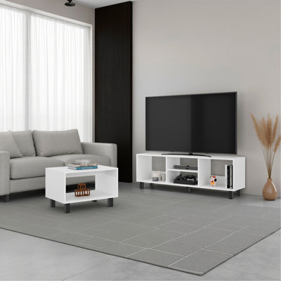 Table basse avec étagère ouverte White Duo