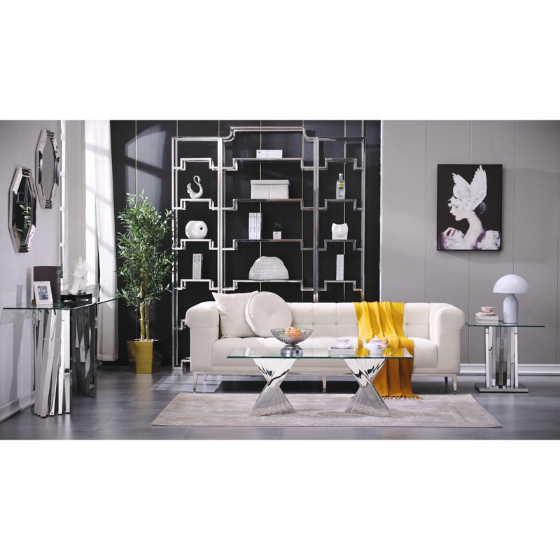 Deloma Glass Top Living Room Table Set