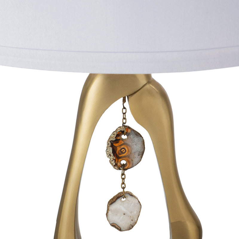 Lampe de table en forme de géode dorée 16 po x 27,5 po avec abat-jour tambour blanc (assemblage de l'abat-jour requis)