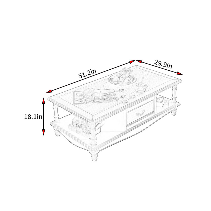 Table basse American Retro, Bleu