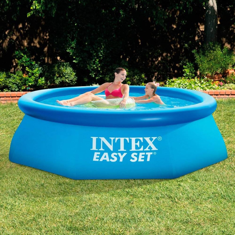 Plastic Round Inflatable Pool 30'' H x 96'' W x 96'' L , with Pump Included