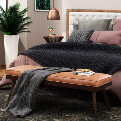 Luca Full-Grain Italian Genuine Leather Bench