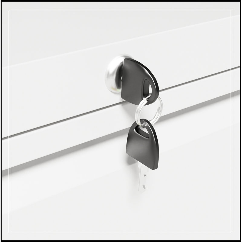 Classeur latéral 3 tiroirs avec serrure, Blanc