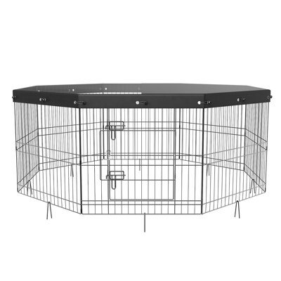 24" H Pet Fence With 8 Connecting Panels, Waterproof Top Cover, And Carabiner Clip For Small Pets' Independent Space Pets