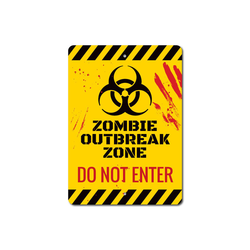 Enseigne en zombie «Do not Entre», H 14 po x l 10 po x P 0,04 po